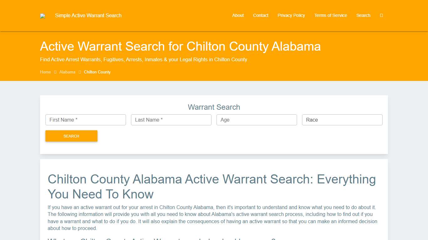 Active Warrant Search in Chilton County Alabama - Outstanding Warrants