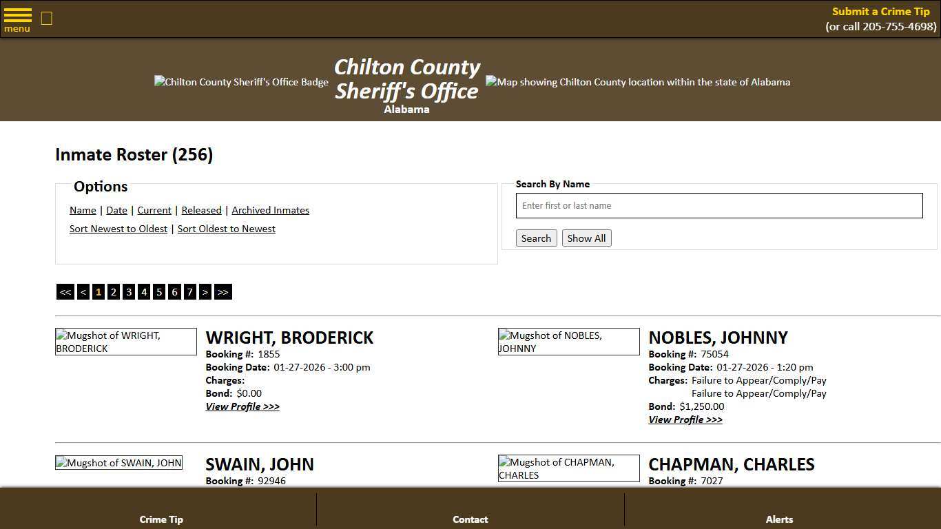 Inmate Roster - Current Inmates Booking Date Descending - Chilton County Sheriff's Office